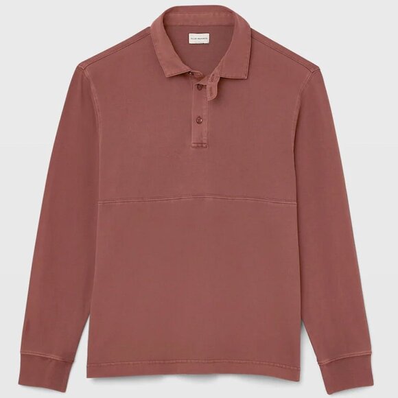 Washed Long Sleeve Rugby Shirt - New With Tags - NEVER WORN - Burgundy - Picture 5 of 5